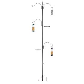 93inch Iron With Four Hooks, With Bird Feeder Black Courtyard Bird Feeder (Option: Black)